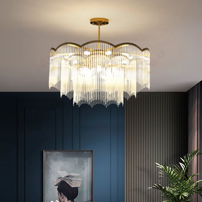 Postmodern Chandelier Lighting with Clear Glass Shape Pendant Lamp for Living Room