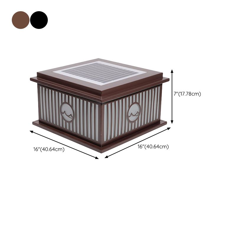Metal Rectangle Shape Outdoor Light Modern 1-Light Solar Pillar Lamp in Black