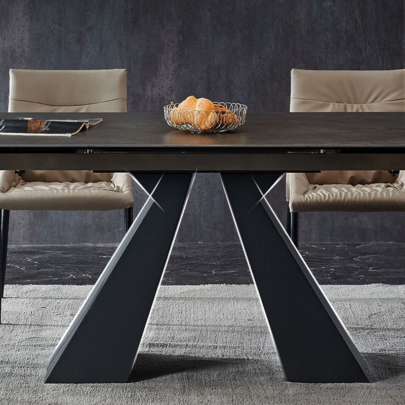Moderne gesinterde steen uitbreidbare eettafel set rechthoekige huis eetgelegenheid set
