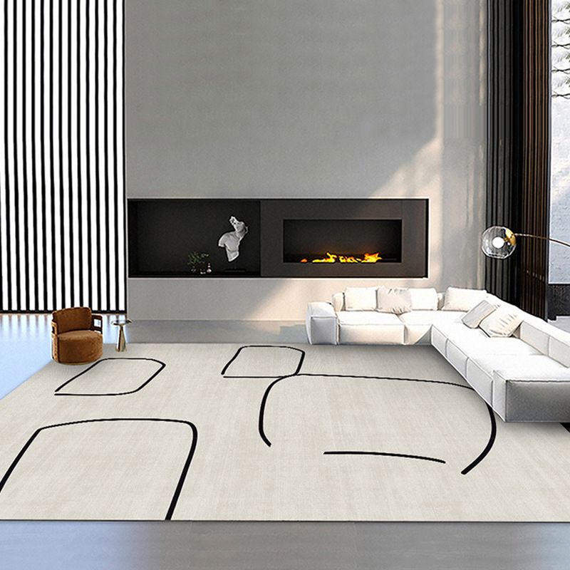 White Modern Carpet Polyester Color Block Carpet Stain Resistant Carpet for Drawing Room