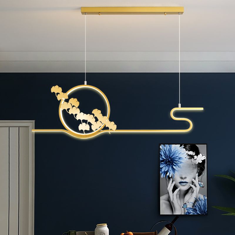 Luces de isla de forma lineal Estilo moderno Metal dos luces colgantes de luz