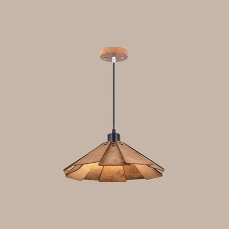 Modern Style Cone Shape Hanging Light Wood 1 Light Hanging Lamp for Bedroom