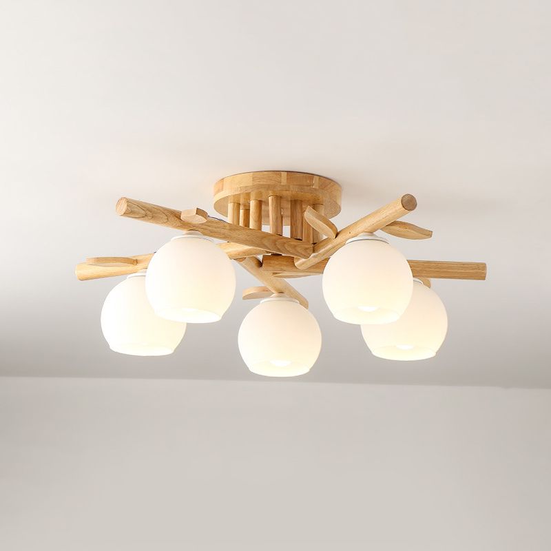 Contemporary Wood Ceiling Light Flush Mount Lighting for Bedroom