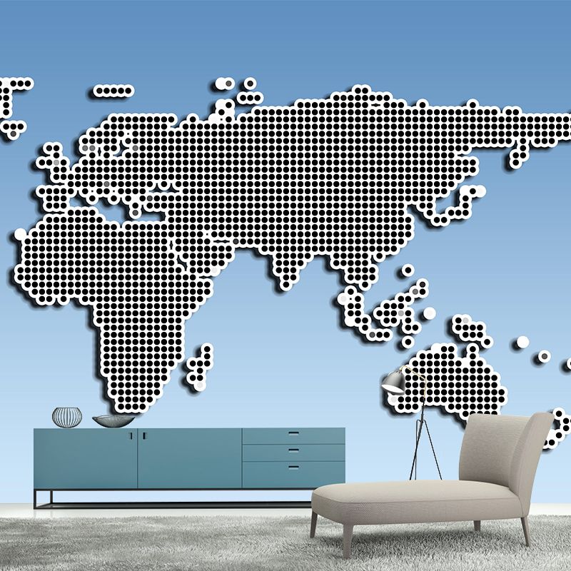 World Map Mural Illustration Decorative Living Room Wall Art for Decoration