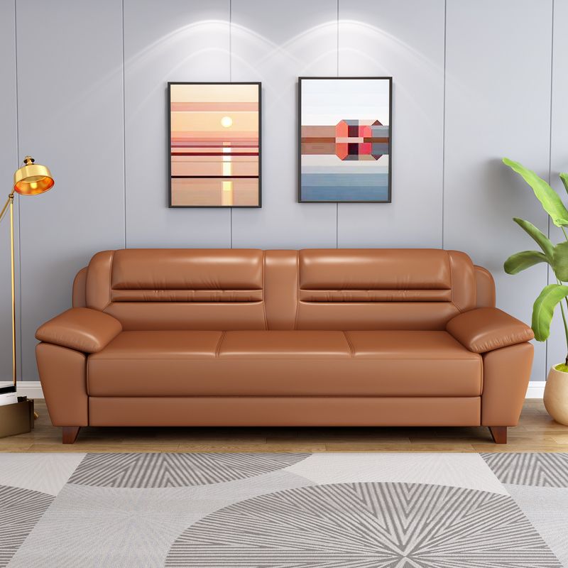 Modern Leather Match Pillow Top Arm Sewn Pillow Back Sofa for Living Room