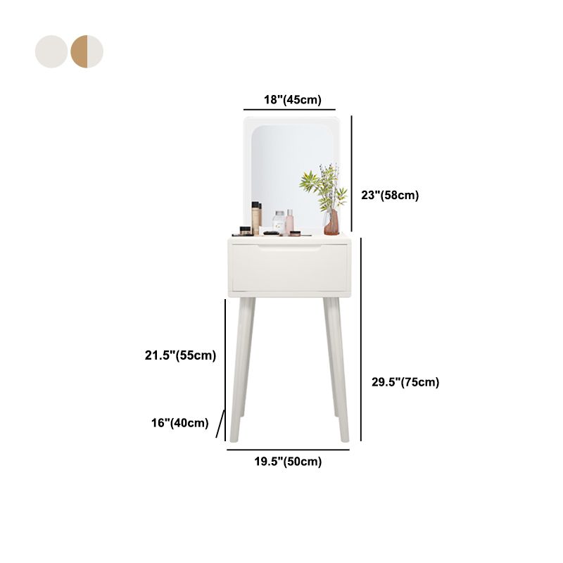 Scandinavian Makeup Vanity Desk Table in White and Brown for Bedroom