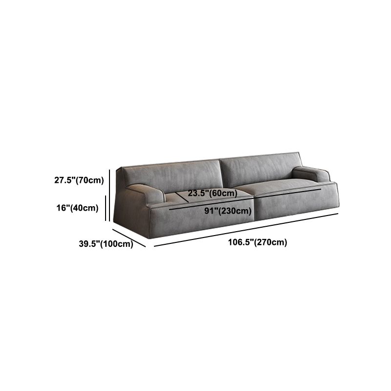 Standard Contemporary Tight Back Recessed Arm Sofa Couch in Grey