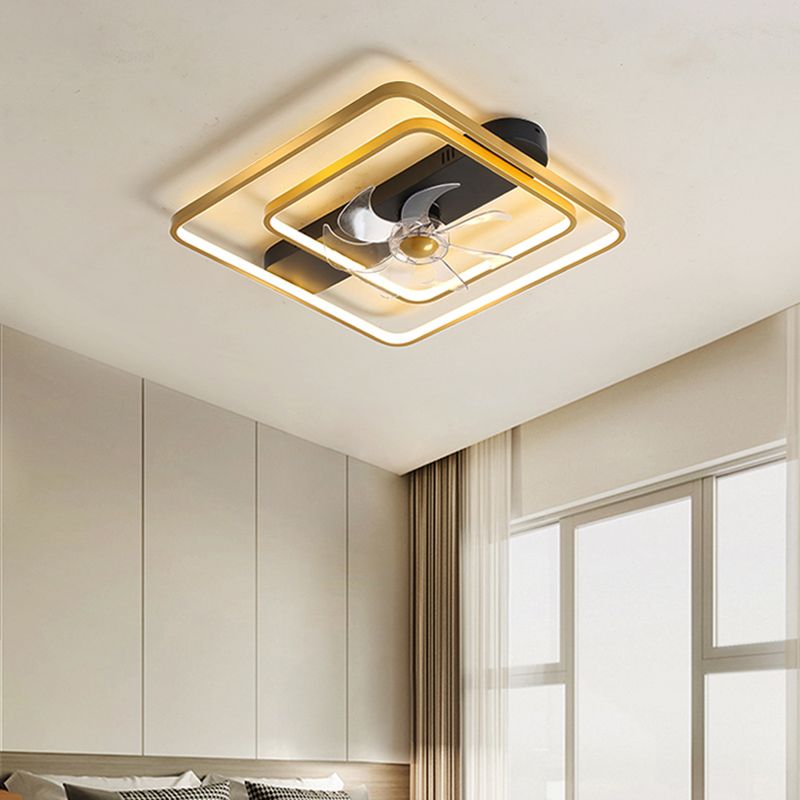 Moderne einfache Metall Deckenlüftungslampe Geometrie LED Deckenventilator Licht für Wohnzimmer