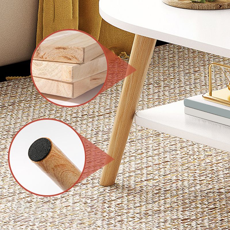 Modern Wood Cocktail Table 4 Legs Coffee Table with Storage Shelf