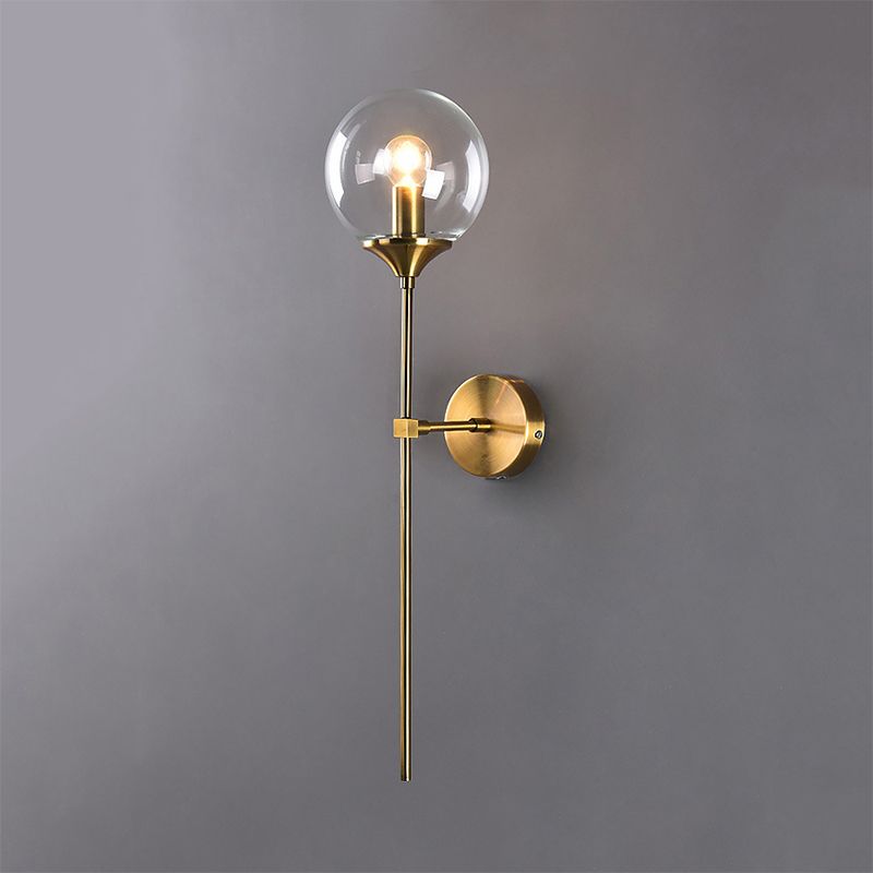 Klar/Rauch/Bernsteinglas runde Wandlampe Moderne 1 leichte Wandmontage in Gold für Wohnzimmer