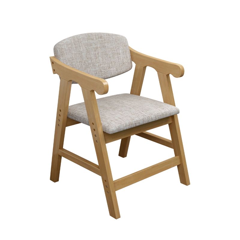 Sillón de comedor con respaldo abierto, brazo tapizado, silla de comedor individual con patas de madera