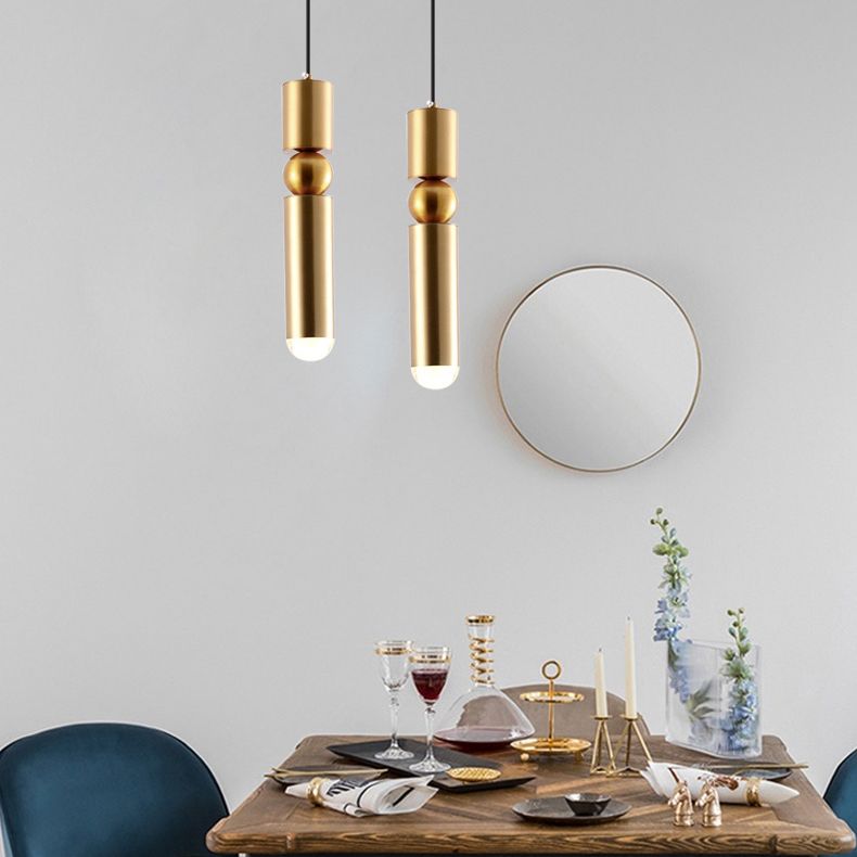 Golden Post Modern Style 1-Light Hanging Lamp 
Geometric Simplicity Lighting Fixture for Bedroom