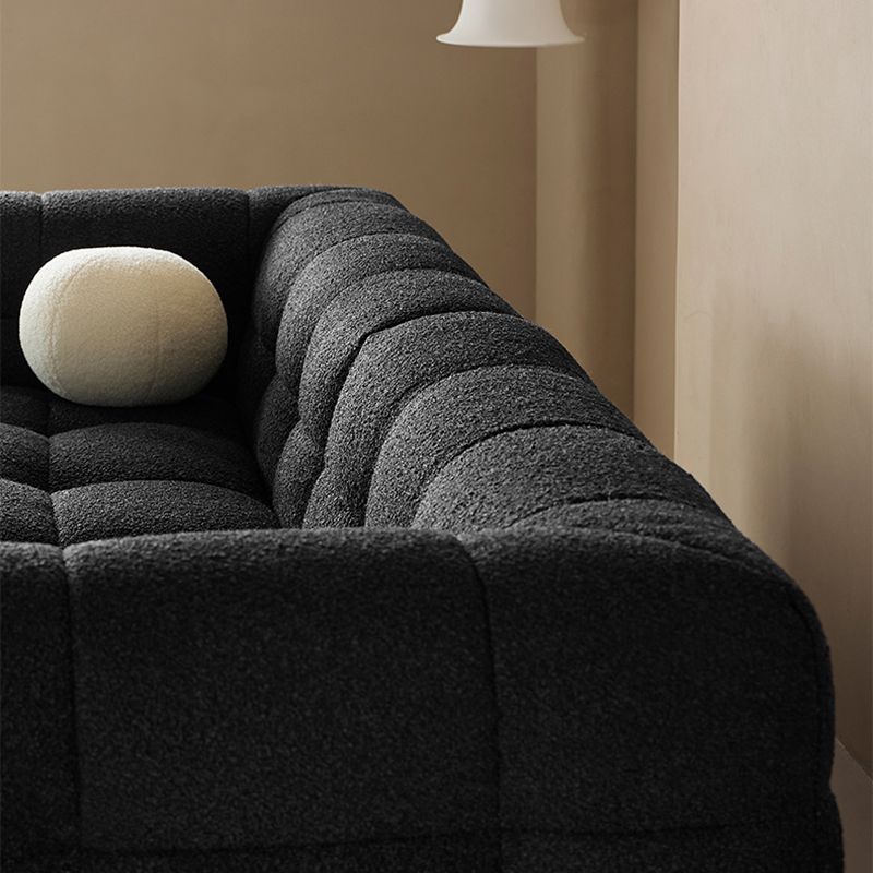 Contemporary 41.3" D Wool Sofa Biscuit Back Tuxedo Fabric Sofa