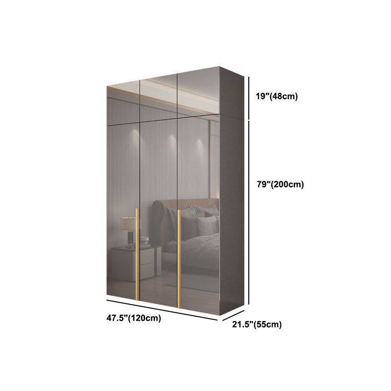 Contemporary Style Wood Wardrobe Gray Colour 1-Drawer Wardrobe Closet for Home