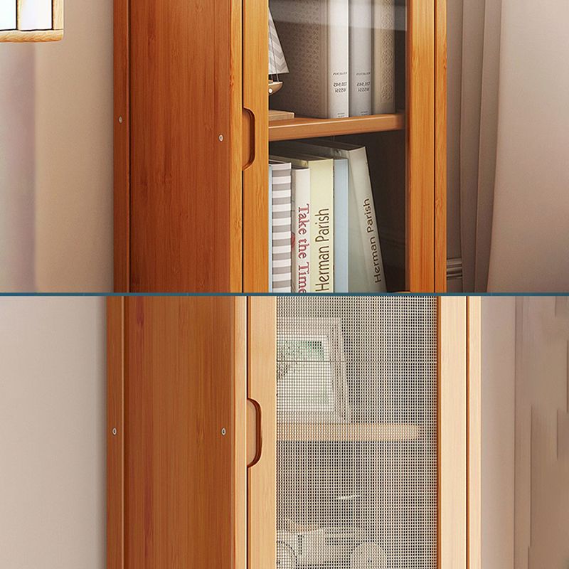 Contemporary Closed Back Bookcase Bamboo Vertical Bookshelf with Doors