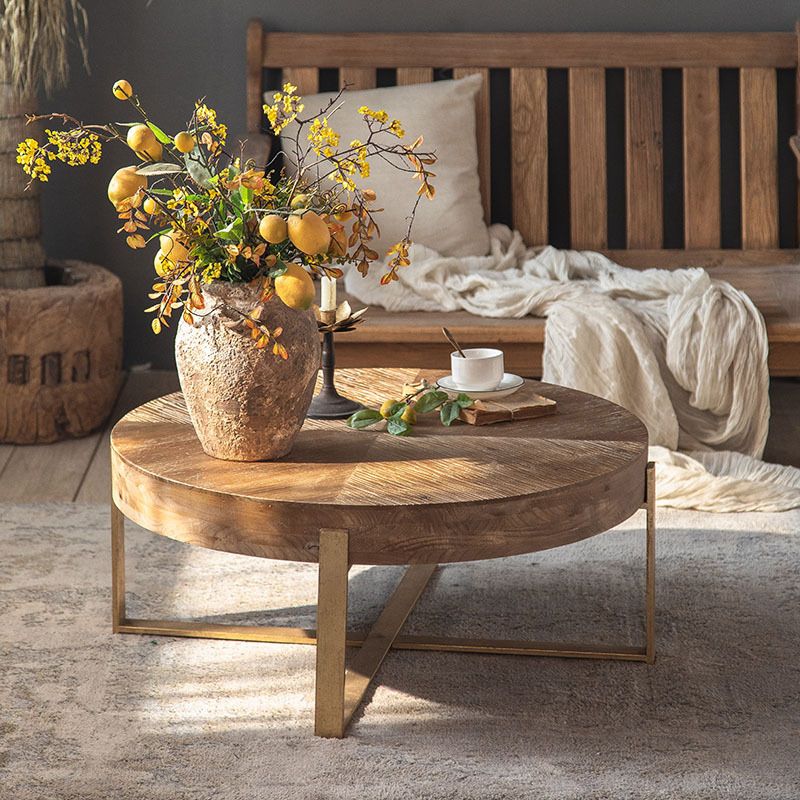 Contemporary Wooden Distressed Cocktail Table Light Wood Coffee Table
