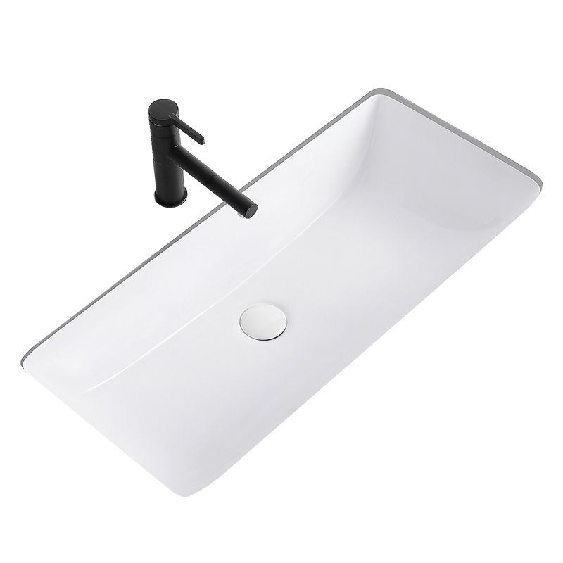 Modern Undermount Bathroom Sink Rectangular Porcelain with Faucet Basin Sink