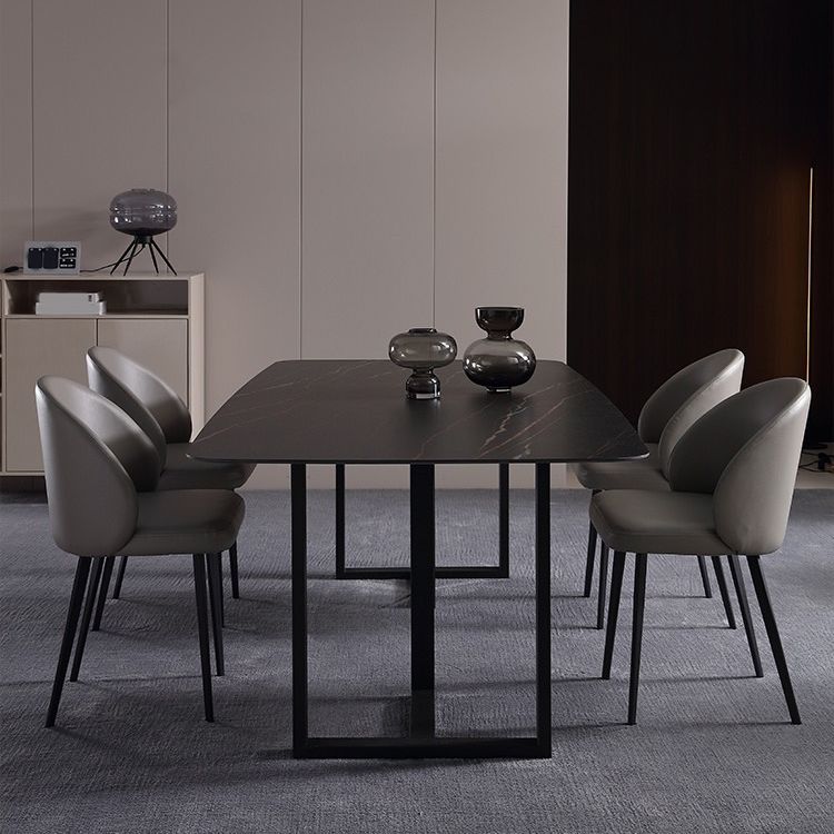 Black Double Pedestal Dinette Set 1/4/5 Pieces Indoor Designer Dining Table Set