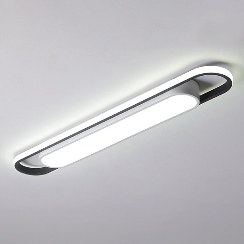 Simplicity LED Ceiling Light Fixture White Oval Ceiling Mount Light Fixture with Metal Shade