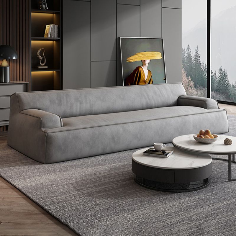 Standard Contemporary Tight Back Recessed Arm Sofa Couch in Grey