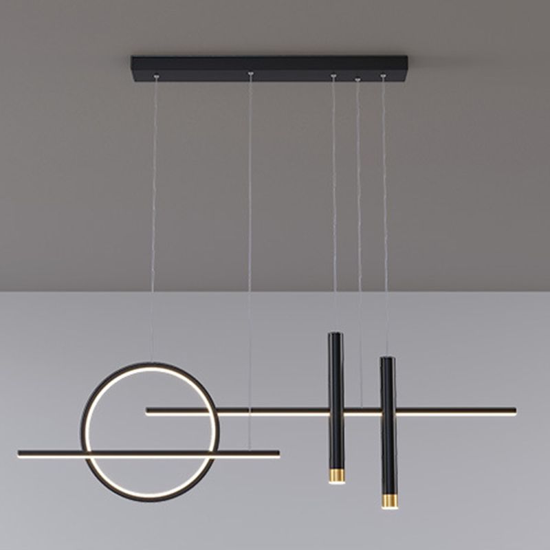 Simplicity Linear LED Island Light Metal 5-Head Dining Room Suspended Lighting Fixture