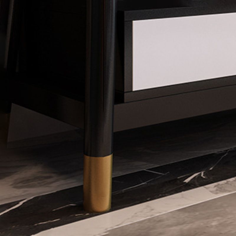 2 - Drawer and 1 - Shelf Coffee Table Rectangular Slate 4 Legs Cocktail Table