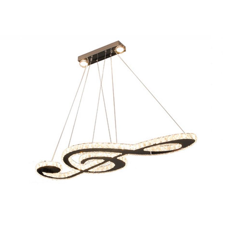 Contemporary Pendant Lights Note Shape Island Lamps Crystal 3 Light for Kitchen Island