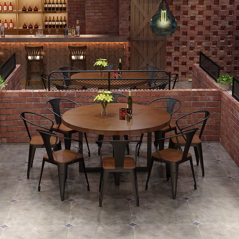 Solid Wood Dining Chairs Contemporary Arm Chairs with Metal Base