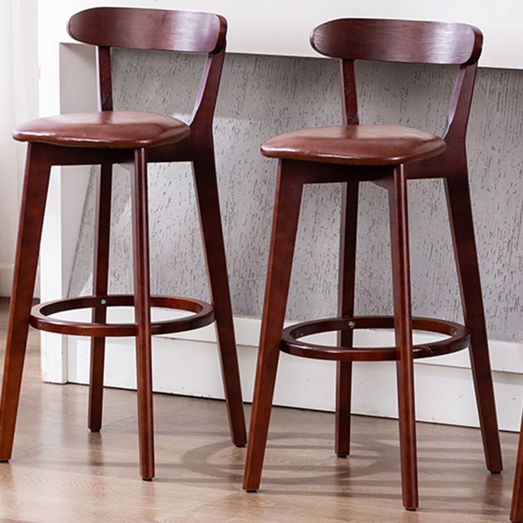 Contemporary Matte Finish Solid Wood Bar Stool Milk Tea Shop Footrest Stool