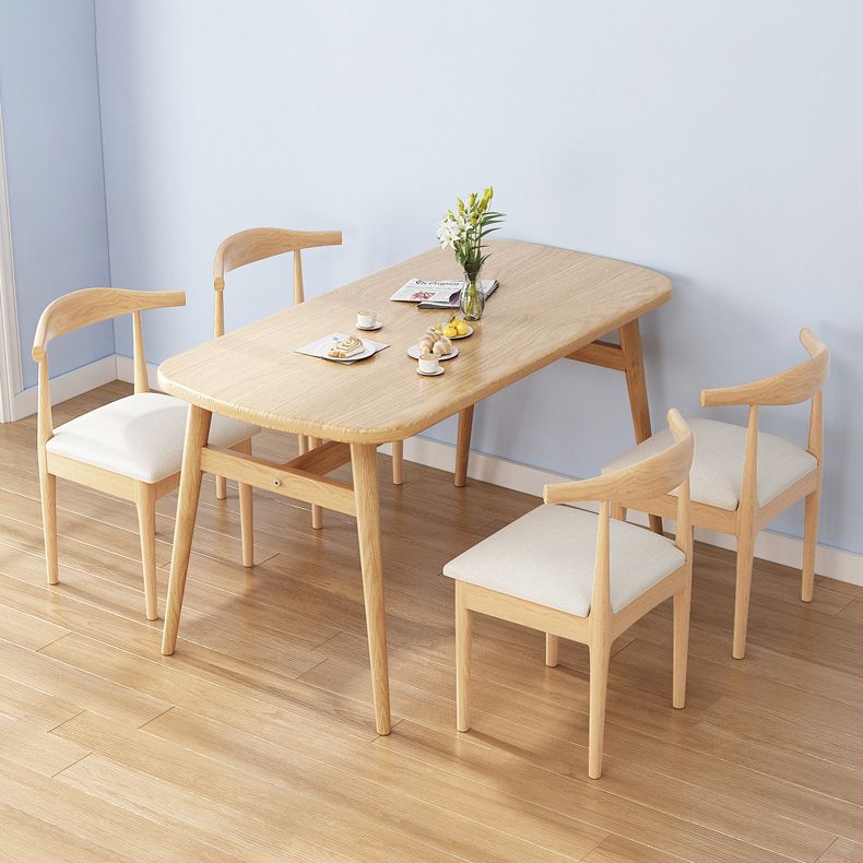 Contemporary Solid Wood Rectangle Shape Dining Furniture 4 Wood Legs Table for Kitchen