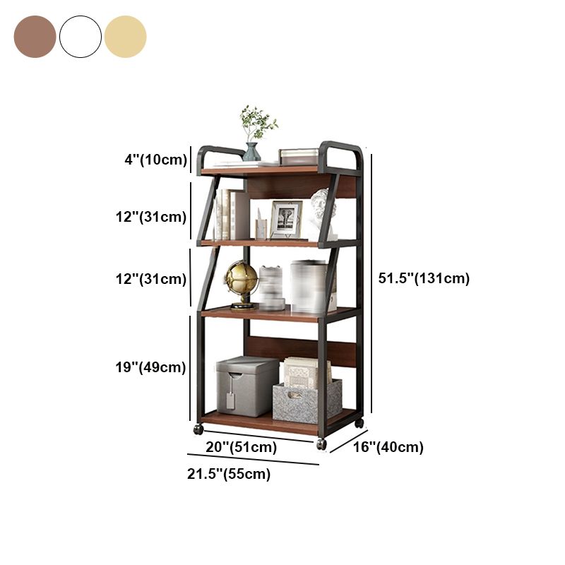 Modern Style Open Bookshelf Wooden Shelf Bookcase with Caster Wheels