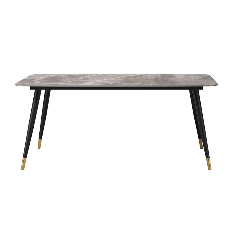 Industrial Sintered Stone Dining Table for Restaurant Rectangle Grey Table with 4 Legs