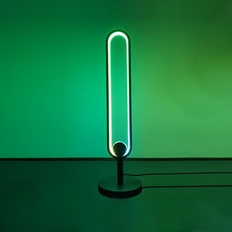 Lampada da tavolo a forma ovale in alluminio stile contemporaneo 1 luce da tavolo per camera da letto