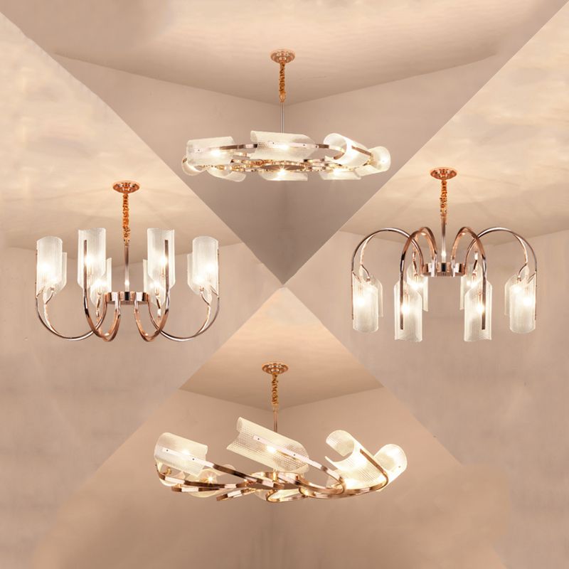 Postmodern Metal Acrylic Chandelier Lighting Fixtures Gold Hanging Chandelier