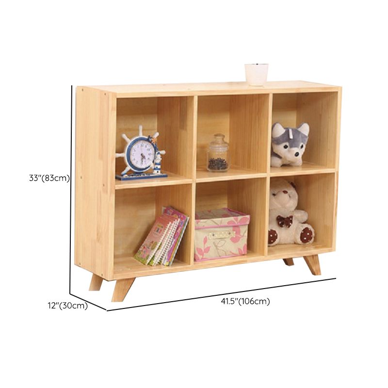 Contemporary Horizontal Shelf Bookcase Pine Bookshelf for Living Room