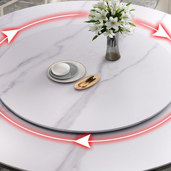 Modern Simple Dining Table Round Dinner Table with Rubberwood Base for Dining Room