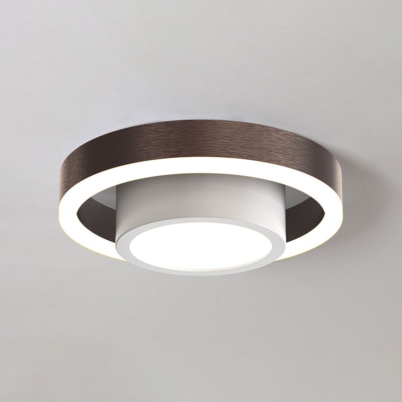 Double cerceau petit plafond acrylique affleurant nordique noir/café/or LED éclairage encastré pour couloir