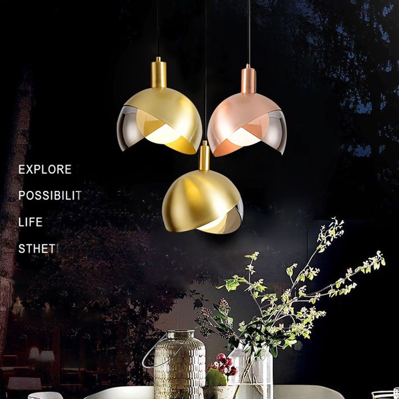 Modern Luxury Single Pendant Light Electroplate Iron Globe Hanging Lamp for Interior Spaces