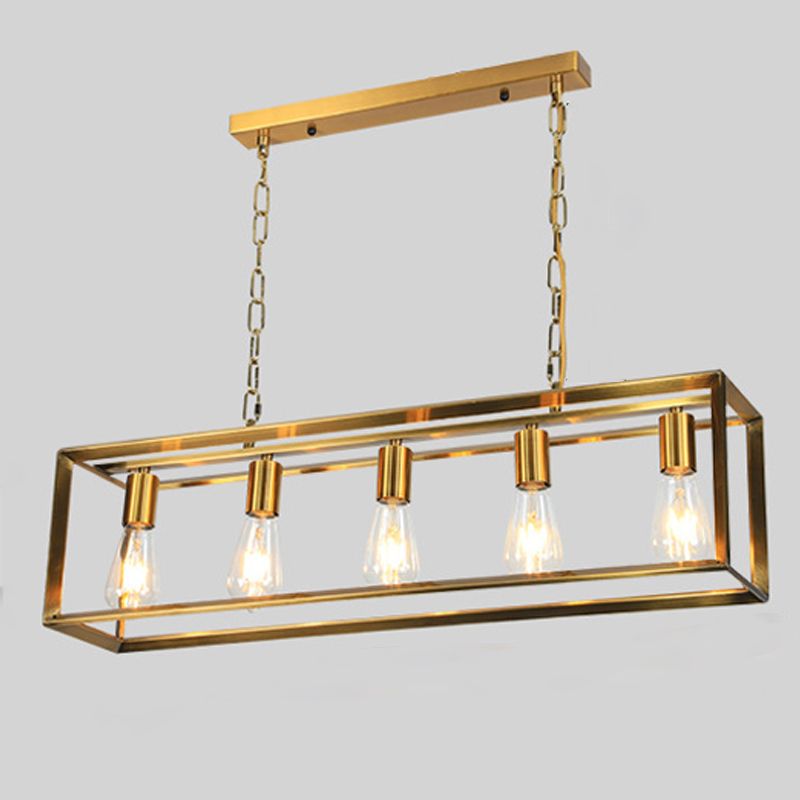 Éclairage d'îlot de cuisine industrielle Rectangle Metal Island Chandelier