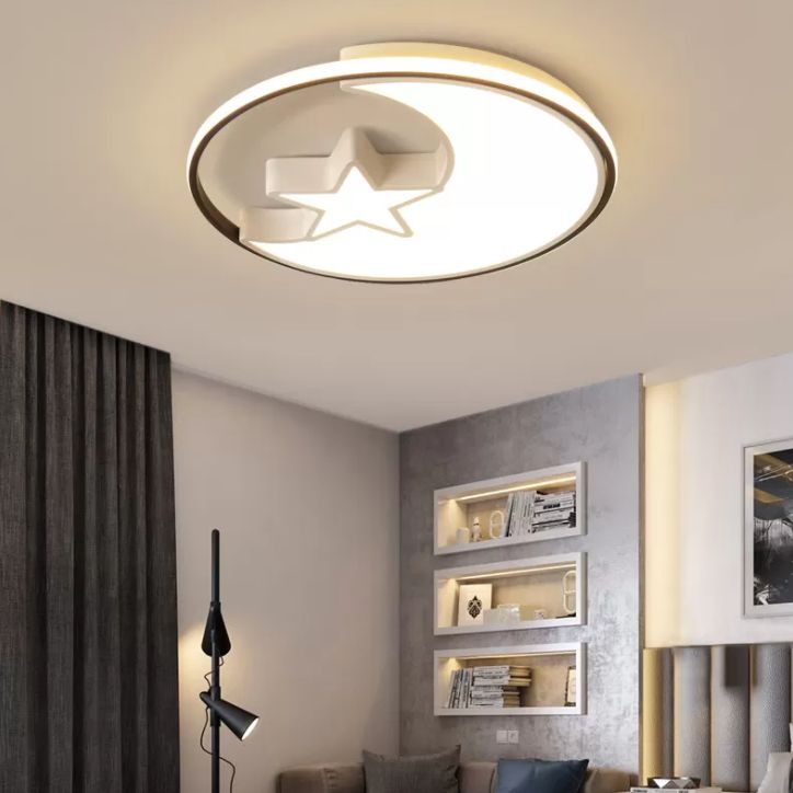 Moon And Star Flush Mount Light 1 Light Acrylic Cartoon Flush Mount Spotlight for Children Bedroom