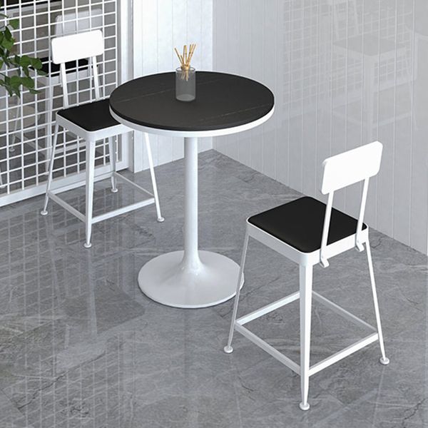 Contemporary Round Bar Dining Table Indoor Bar Height Pub Table Iron Base