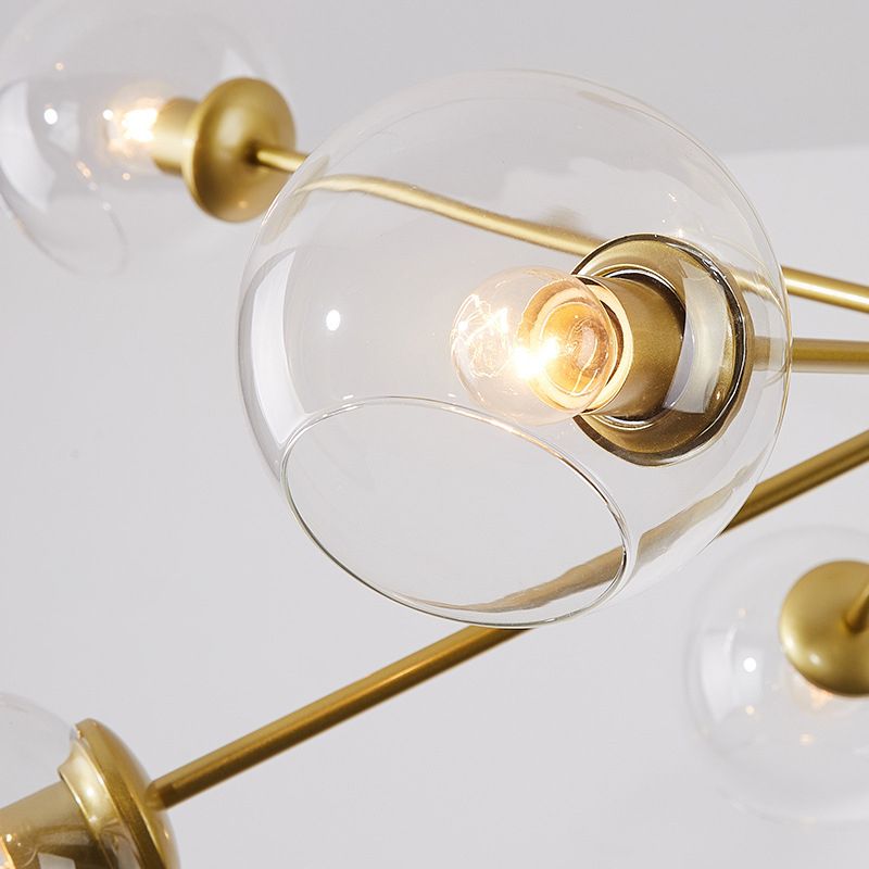 Lámpara de lámpara de vidrio transparente de burbujas mínimo 8 luces de suspensión Luz de colgante con diseño Sputnik