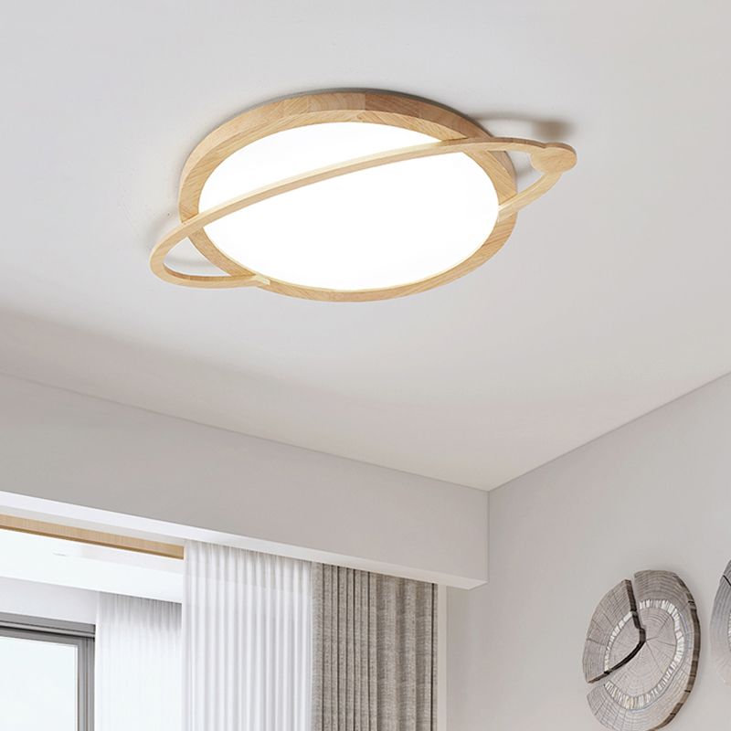 Hout Saturn Inbouwlamp Kinder Led Acryl Dicht bij Plafond Verlichtingsarmatuur voor Slaapkamer