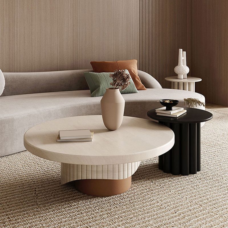 Scandinavian Round Wood Coffee Table Pedestal Cocktail Table