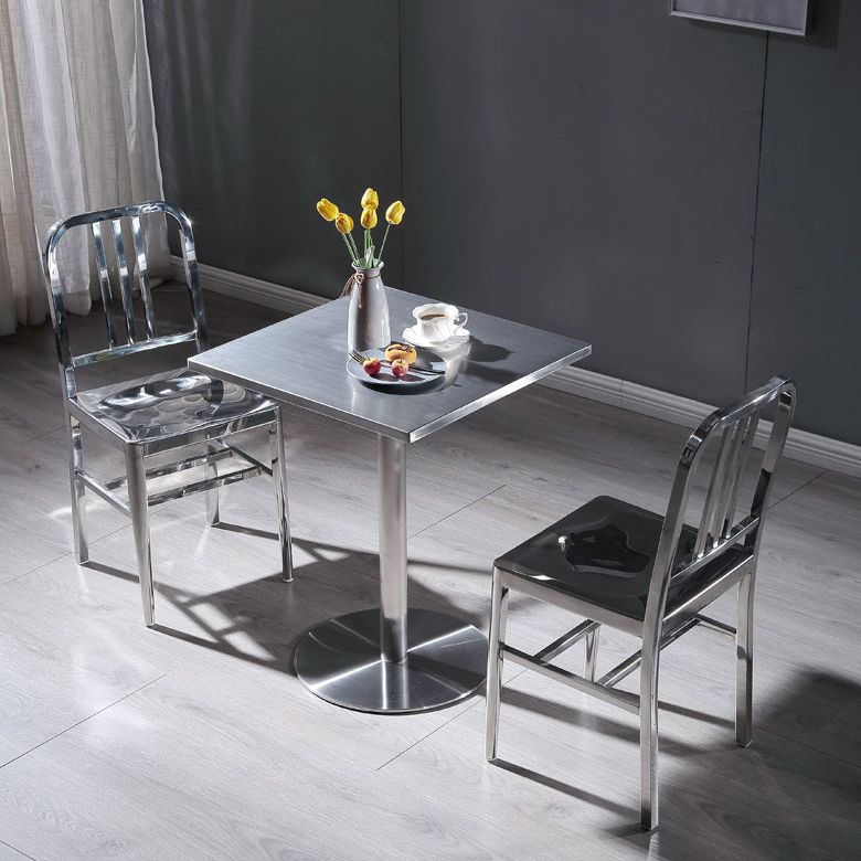 Metal Industrial Square Dining Table Stainless Steel Table for Kitchen and Dining Room
