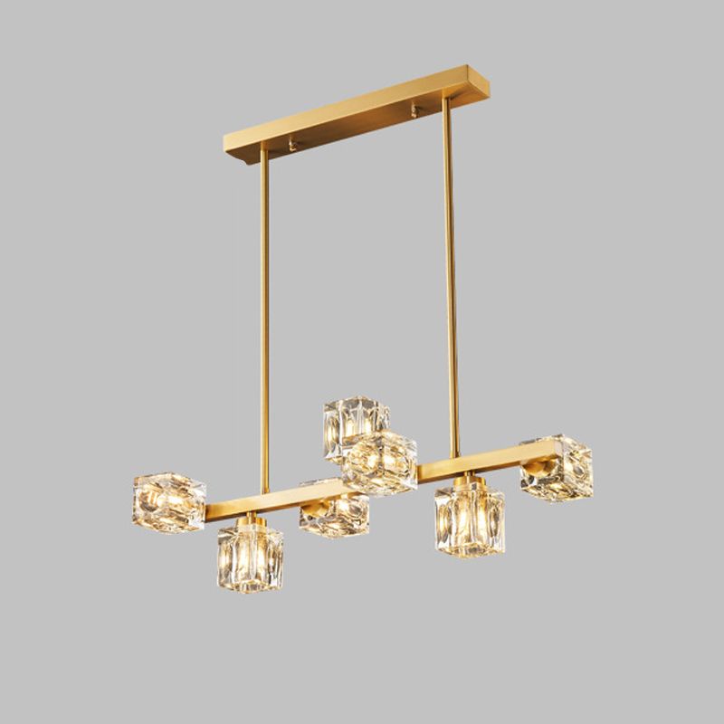 Contemporary 7/9/11/13/15-Light Golden Kitchen Island Lighting LED Ceiling Light