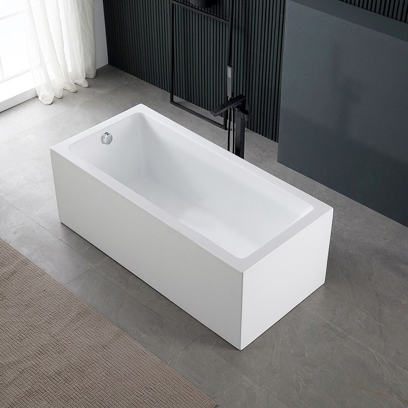 White Acrylic Rectangular Bathtub Soaking Freestanding with Left Drain