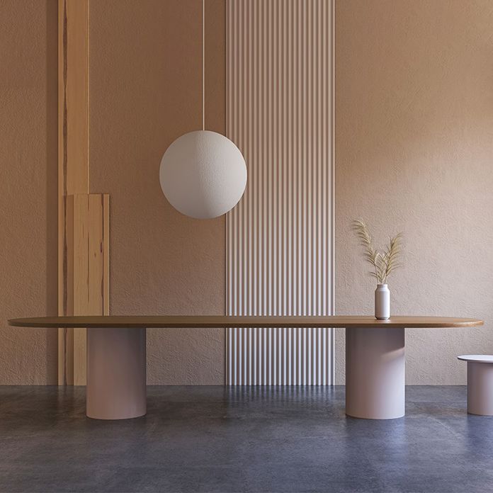 Natural Solid Wood Dining Table Modern Furniture with Double Pedestal for Office