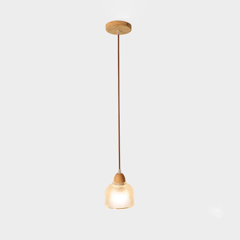 Nordic Shaded Pendant Lighting Fixture Wooden Bedroom Hanging Light Fixture in Wood