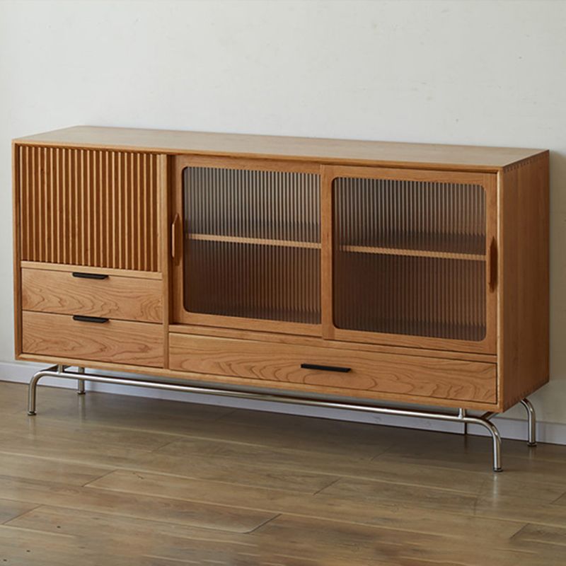 Modern Style Solid Wood Sideboard Cabinet with Cabinets and Drawers
